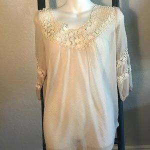 Lace and chiffon peasant blouse
